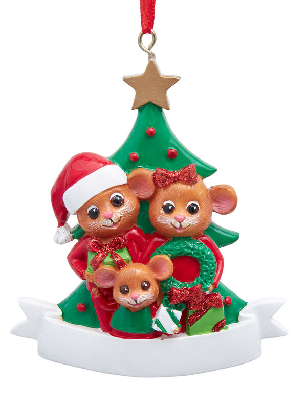 Pajama Party Mice Family of 3 Ornament