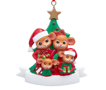 Pajama Party Mice Family of 4 Ornament