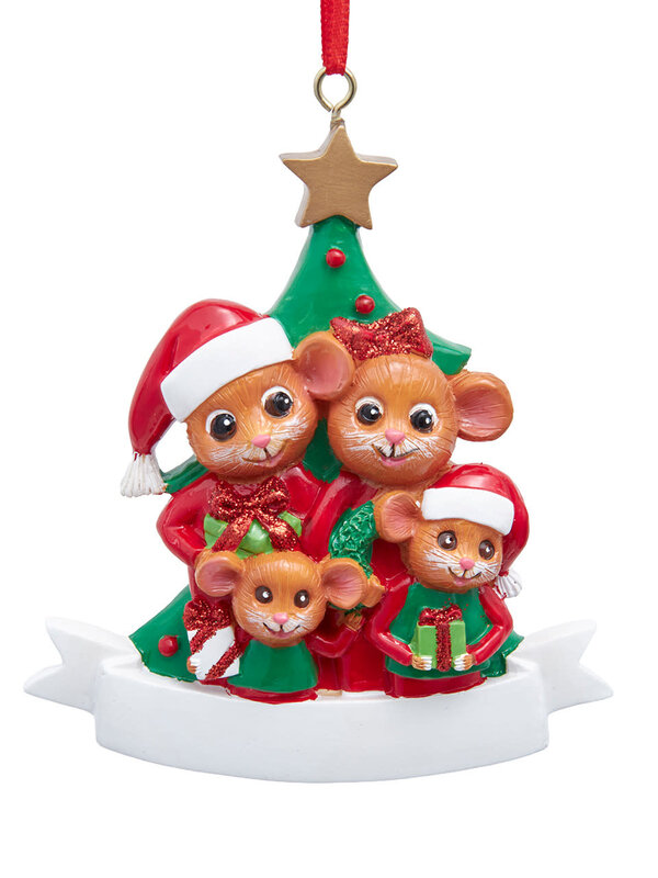 Pajama Party Mice Family of 4 Ornament