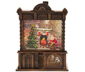 Lighted Santa Fireplace Water Lantern House