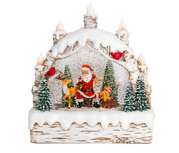 Candles Birch Tree With Santa & Tree Watern Lanter