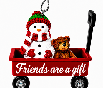 WAGON ORNAMENT-FRIENDS ARE A GIFT