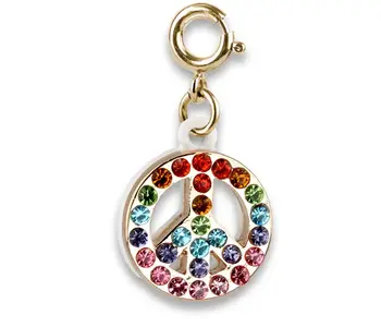 Gold Rainbow Sparkle Peace Charm