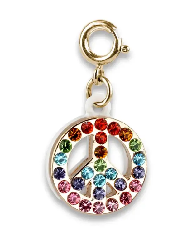 Gold Rainbow Sparkle Peace Charm