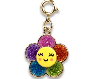 Gold Glitter Happy Flower Charm