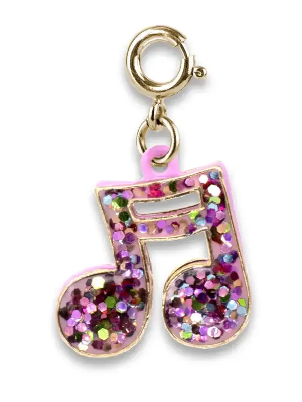 Gold Glitter Music Note Charm