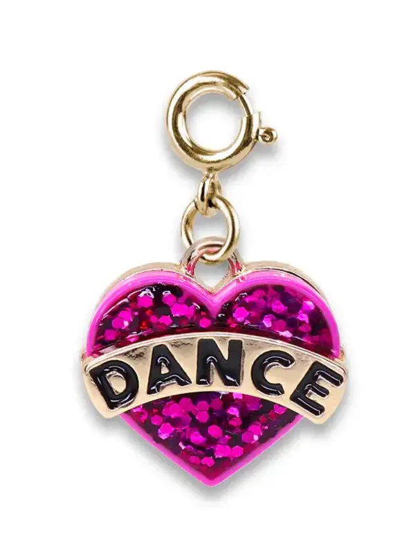 Gold Glitter Dance Heart Charm