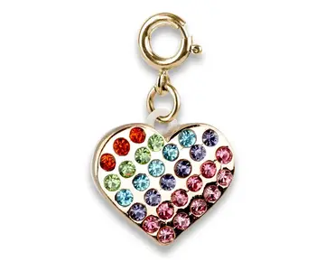 Gold Rainbow Sparkle Heart Charm