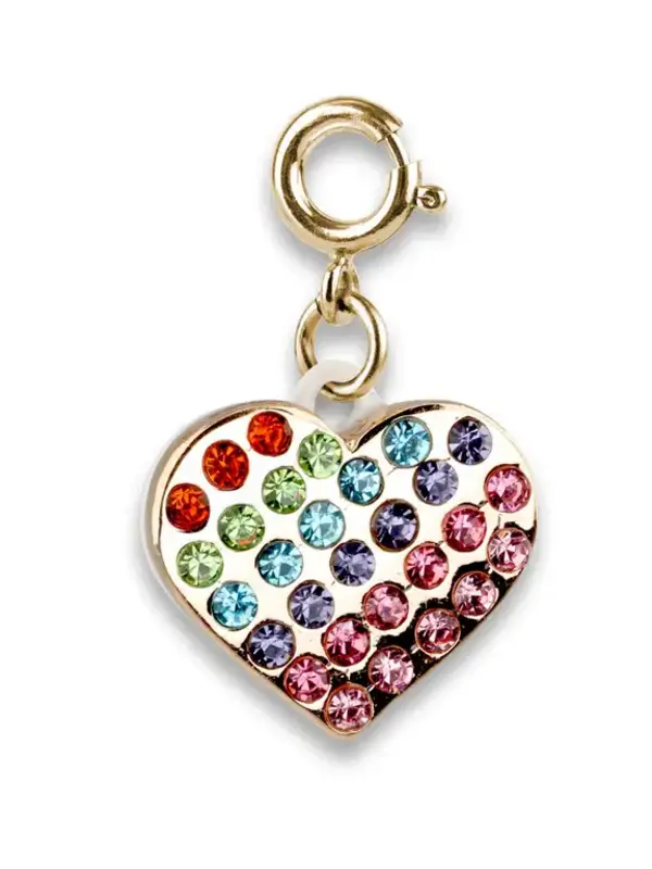Gold Rainbow Sparkle Heart Charm