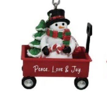 WAGON ORNAMENT-PEACE LOVE & JOY