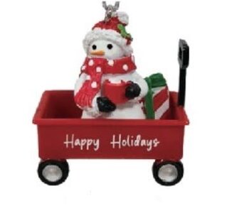 WAGON ORNAMENT-HAPPY HOLIDAYS