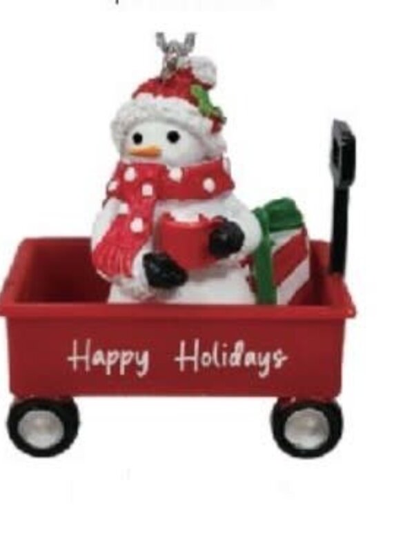 WAGON ORNAMENT-HAPPY HOLIDAYS