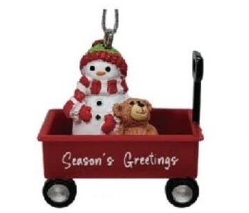 WAGON ORNAMENT-SEASON'S GREATINGS