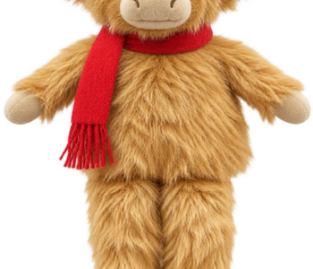 Standing Highland Cow with Red Scarf