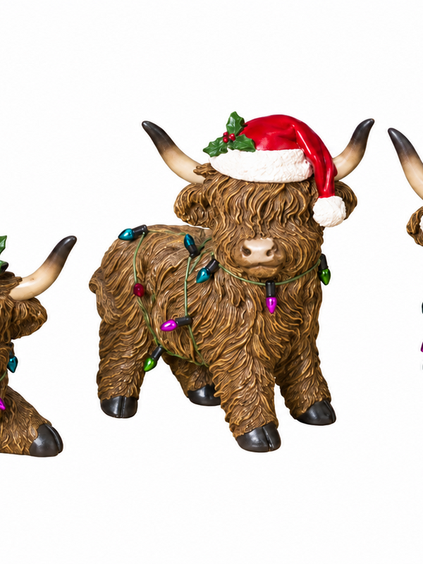 Resin Holiday Highland Cow