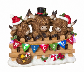 Lighted Resin Highland Cows w/ Timer