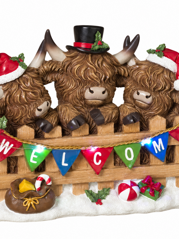 Lighted Resin Highland Cows w/ Timer