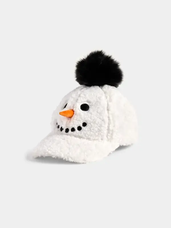 Sherpa Holiday Baseball Hat - Snowman