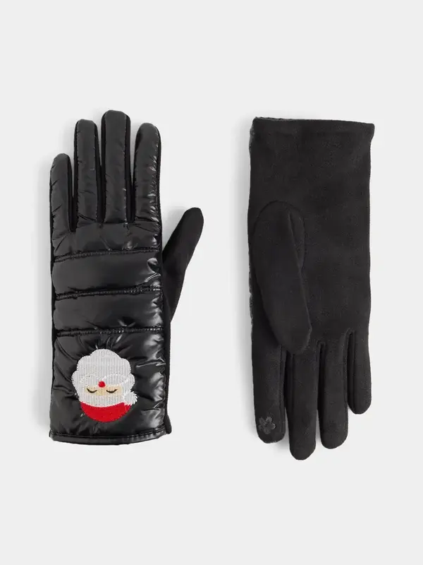 Santa Touchscreen Gloves - Black