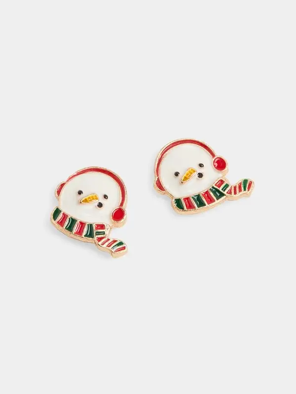 Whispers Earmuff Snowman Studs - White