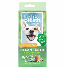 Tropiclean TropiClean Fresh Breath No Brushing Peanut Butter Flavor Clean Teeth Dental & Oral Care Gel for Dogs, 4oz - Made in USA - Teeth Cleaning Treat - Helps Remove Plaque & Tartar