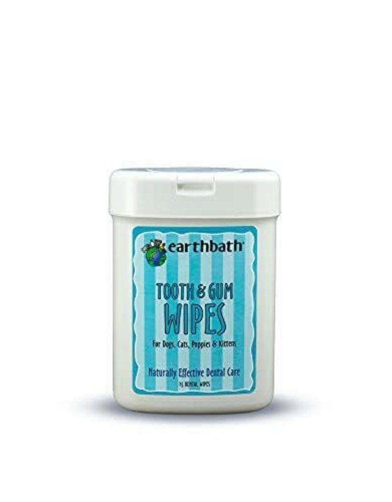 Earthbath Tooth & Gum Wipes For Dogs Cats Puppies Kittens 25 ct