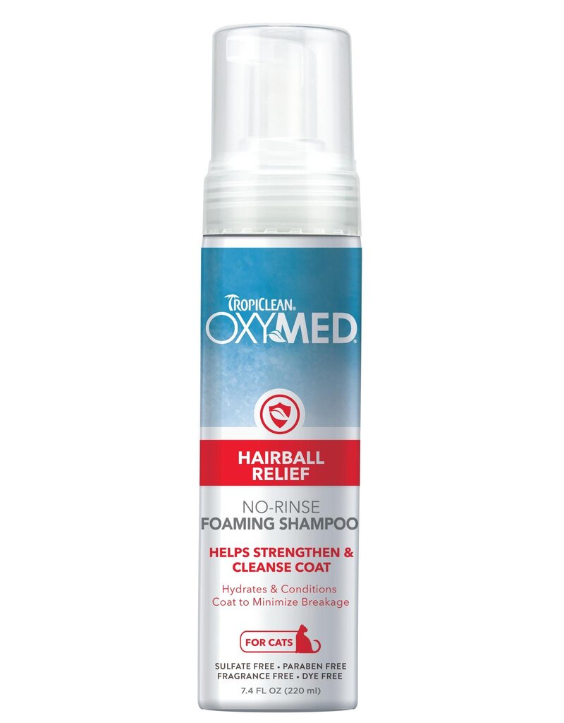 Tropiclean Oxymed Hairball Rekief- No rinse Foaming Shampoo for Cats