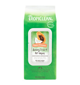 Tropiclean TropiClean Papaya & Coconut Luxury 2-in-1 Pet Wipes 100 ct