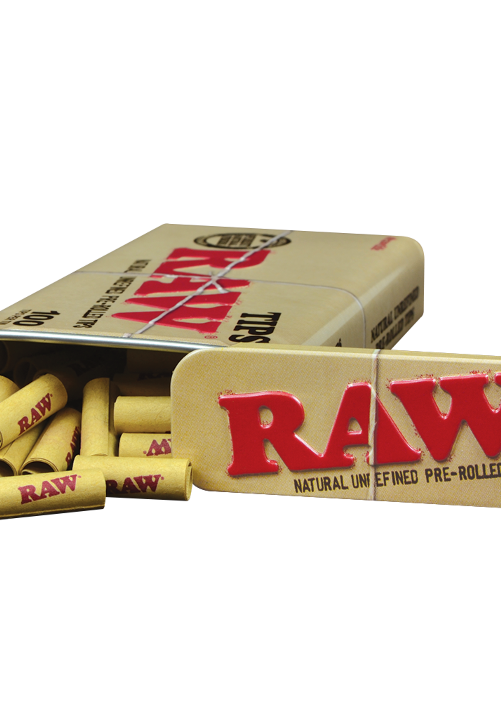 Raw RAW Pre-Rolled Tips 100 Tips per Tin