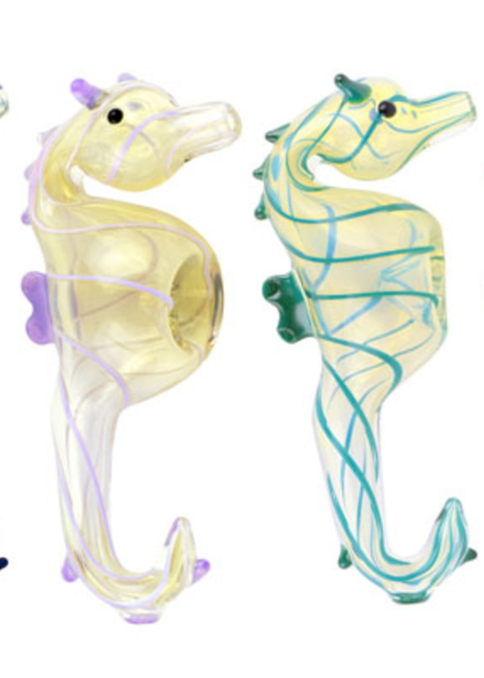 Seahorse Glass Hand Pipe - 4.75" - #9593