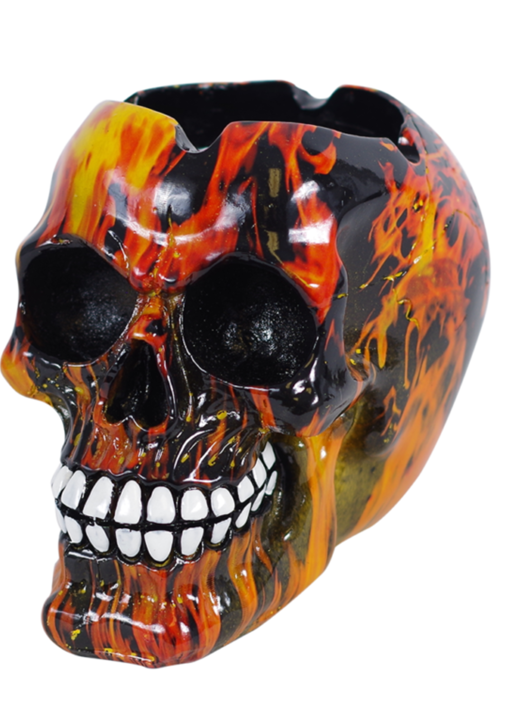 Flame Design Skull Ashtray