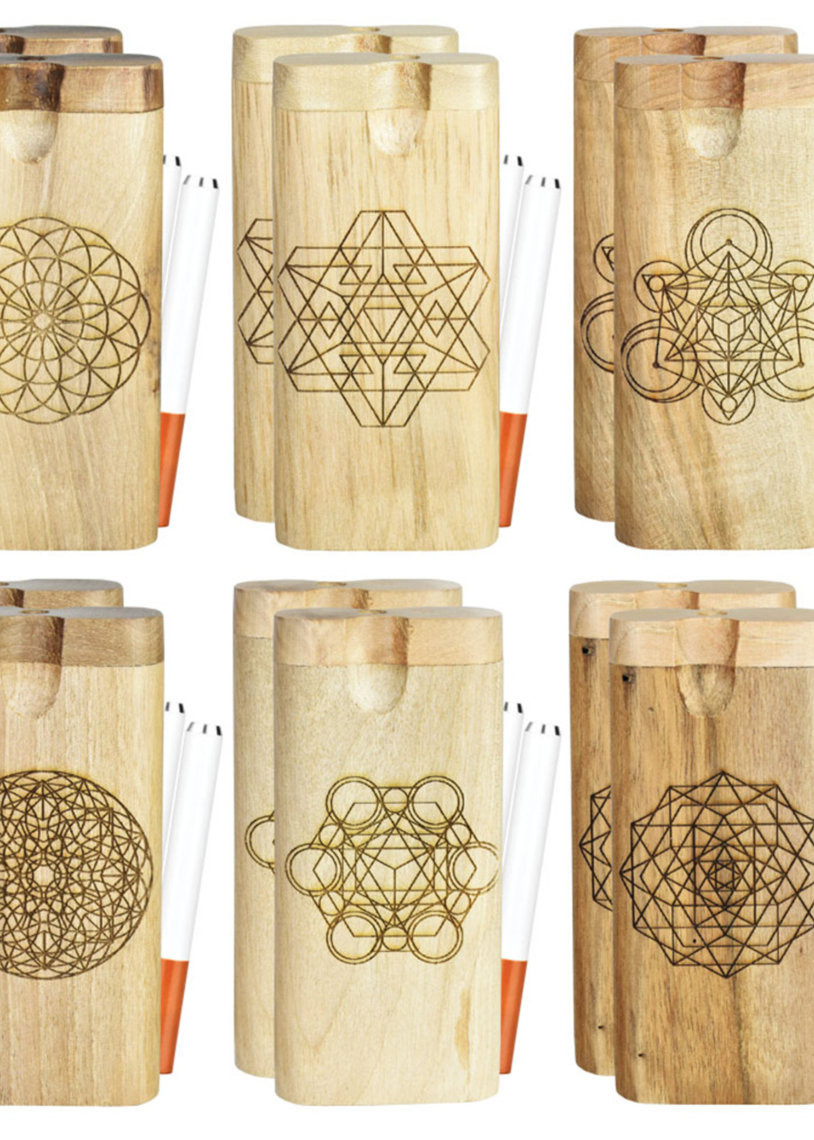 Engraved Wood Smoke Stopper | 4" | Sacred Geometry - #0359