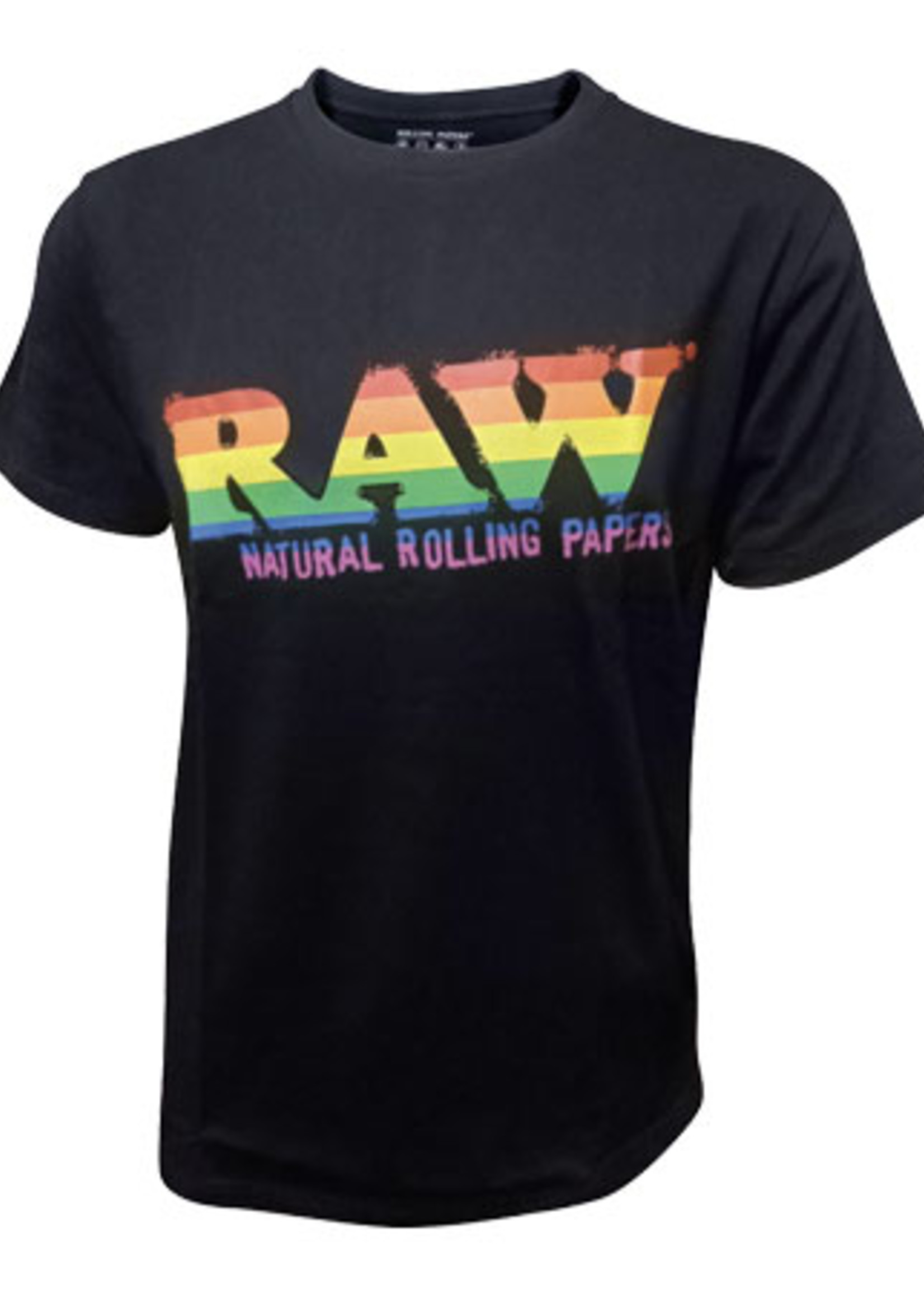 Raw Raw 100% Cotton Black Shirt Rainbow Design - Large