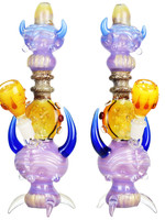 Double Skull Totem Water Pipe | 10.75" | 14mm F - #1658