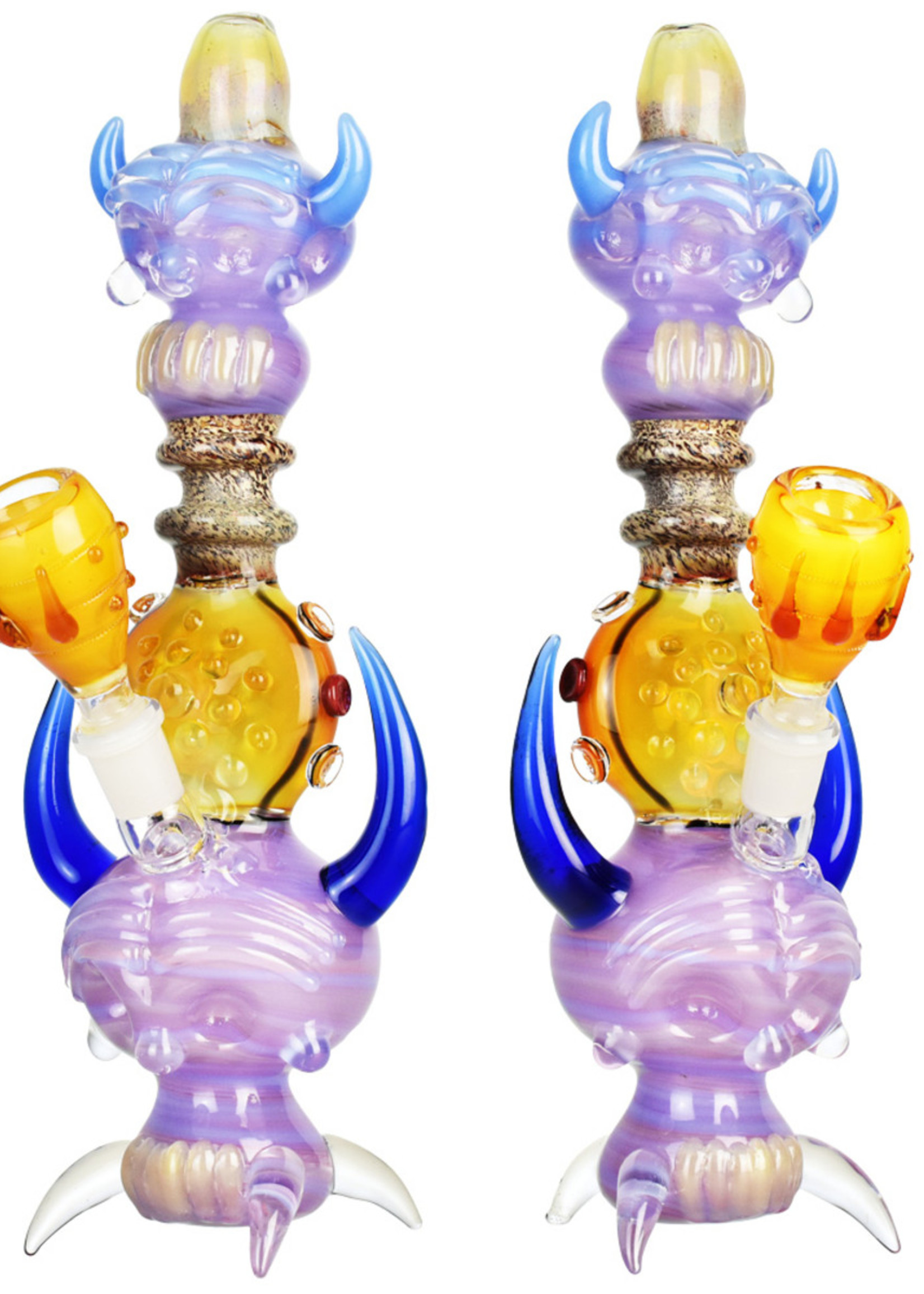 Double Skull Totem Water Pipe | 10.75" | 14mm F - #1658