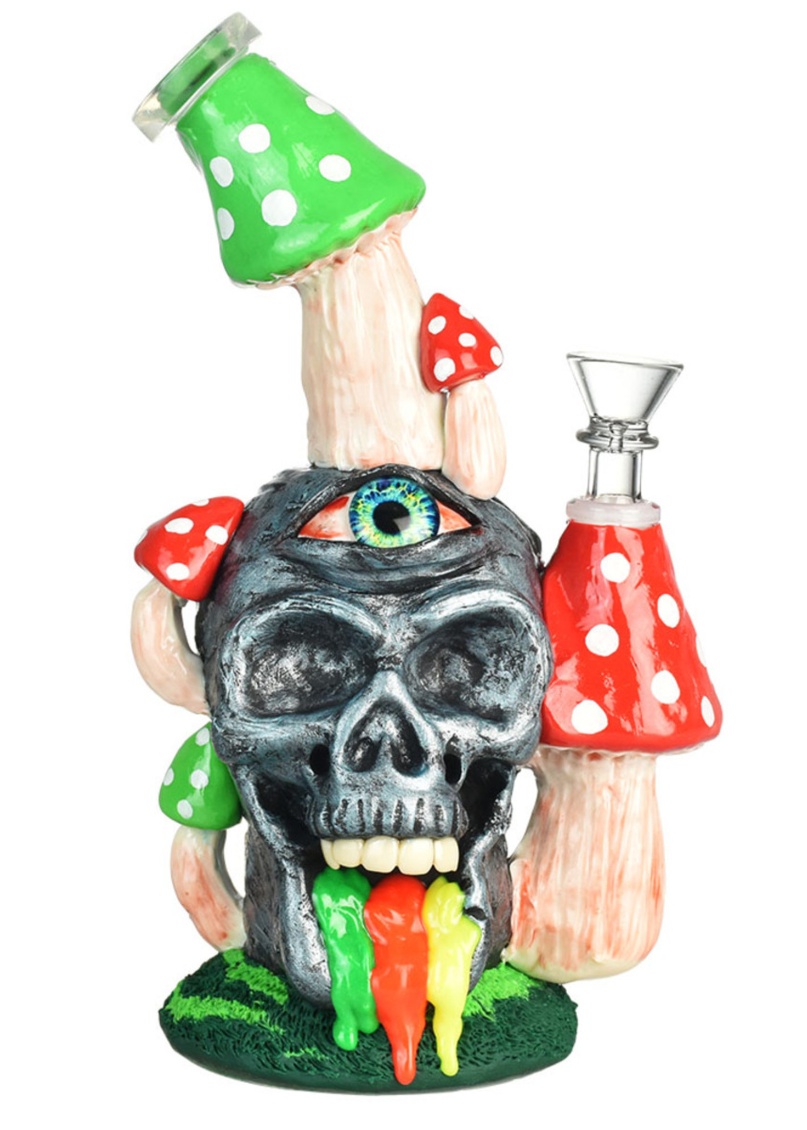 Pulsar Rainbow Puking Skull Water Pipe | 9.5" | 14mm - #2038