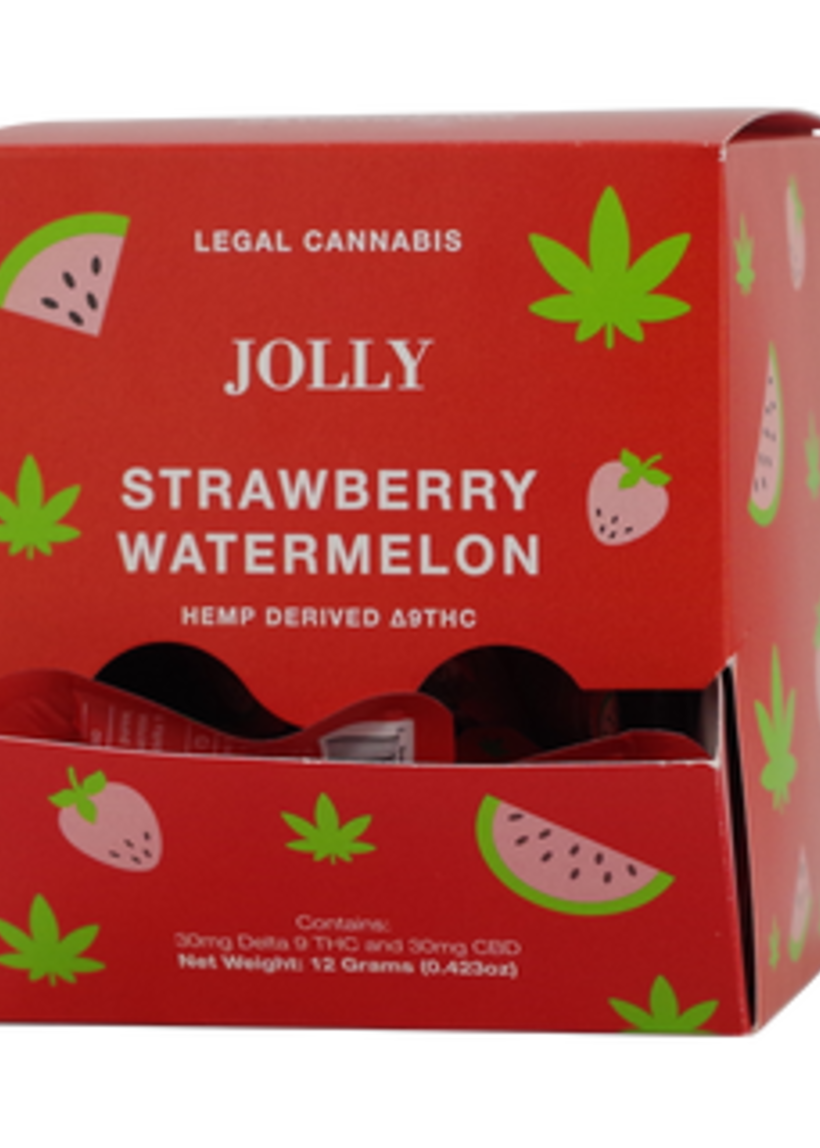 Jolly Jolly Hemp Derived 30mg Delta 9 THC & 30mg CBD Gummies 2pk - Strawberry Watermelon