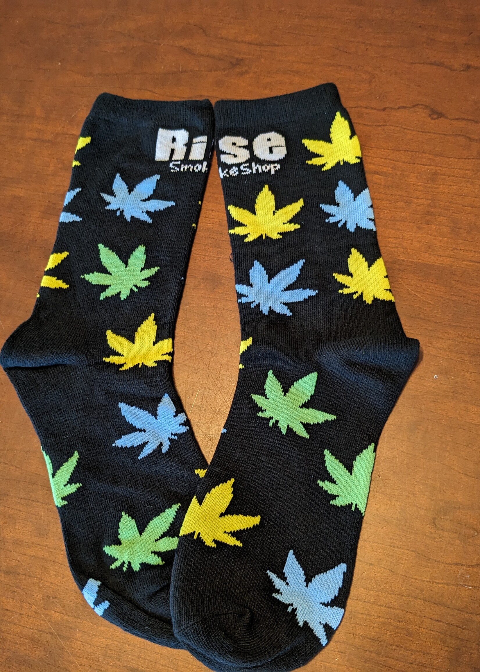 Rise Rise Smoke Shop Logo W/ Leaf Design Socks - One Size