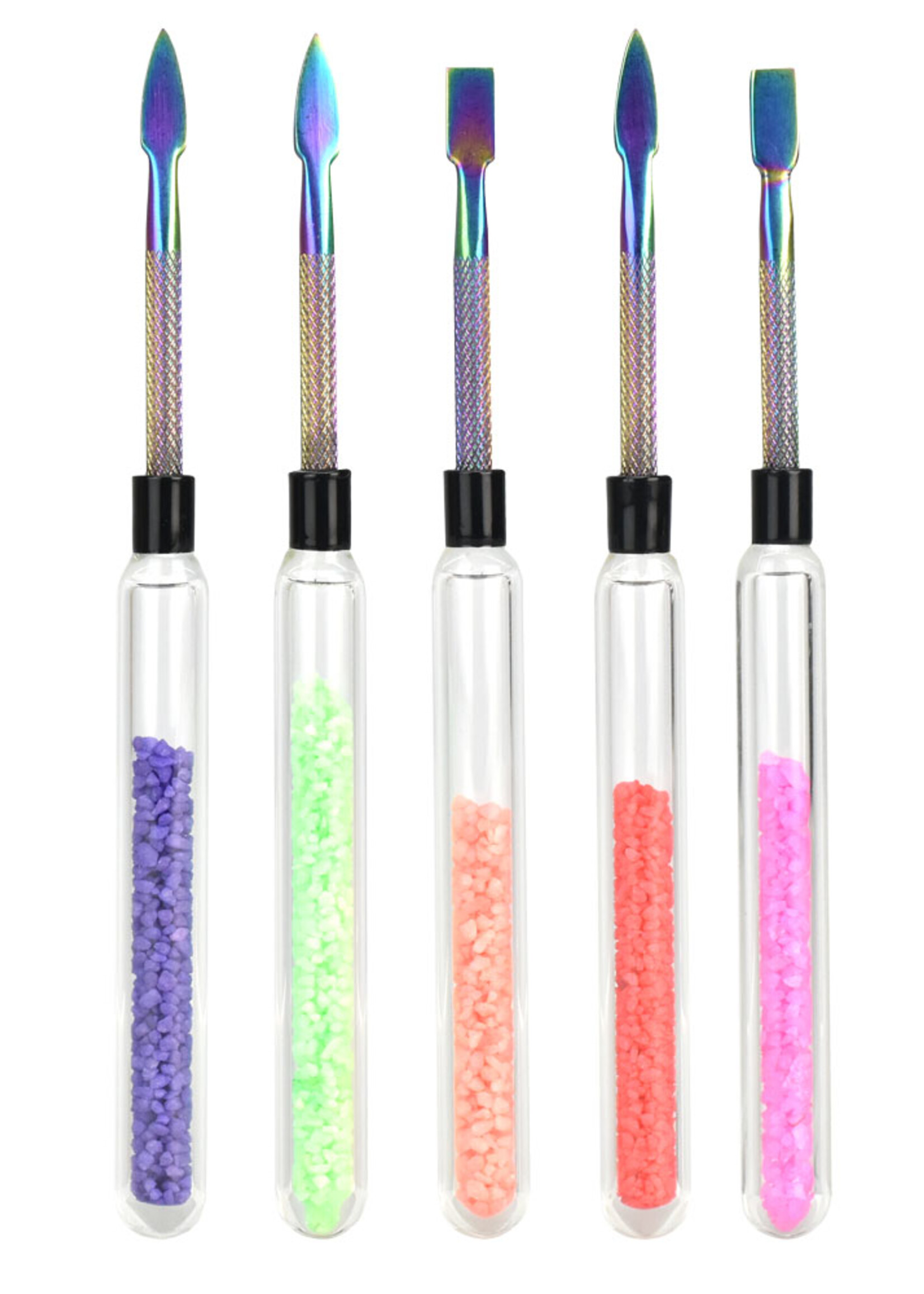 Color Frit Anodized Stainless Steel Dab Tool | 6" | Asst Colors | 5pc Set
