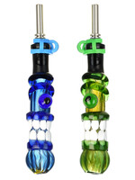 Trippy Face Dab Straw w/ Ti Tip | 5" | 10mm F | Colors Vary - #3029