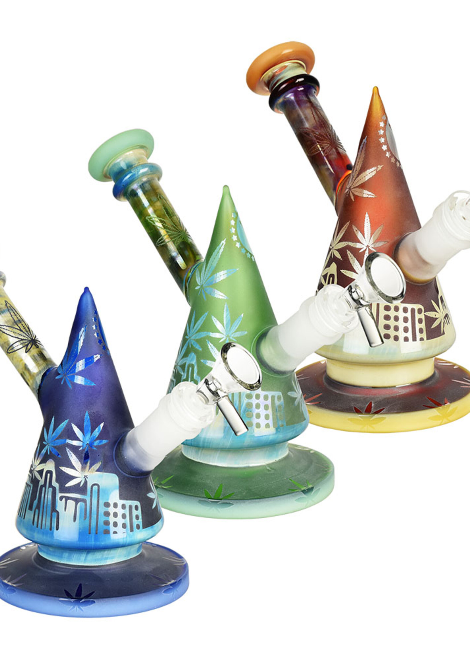 420 City Skyline Water Pipe | 6.75" | 14mm F | Colors Vary