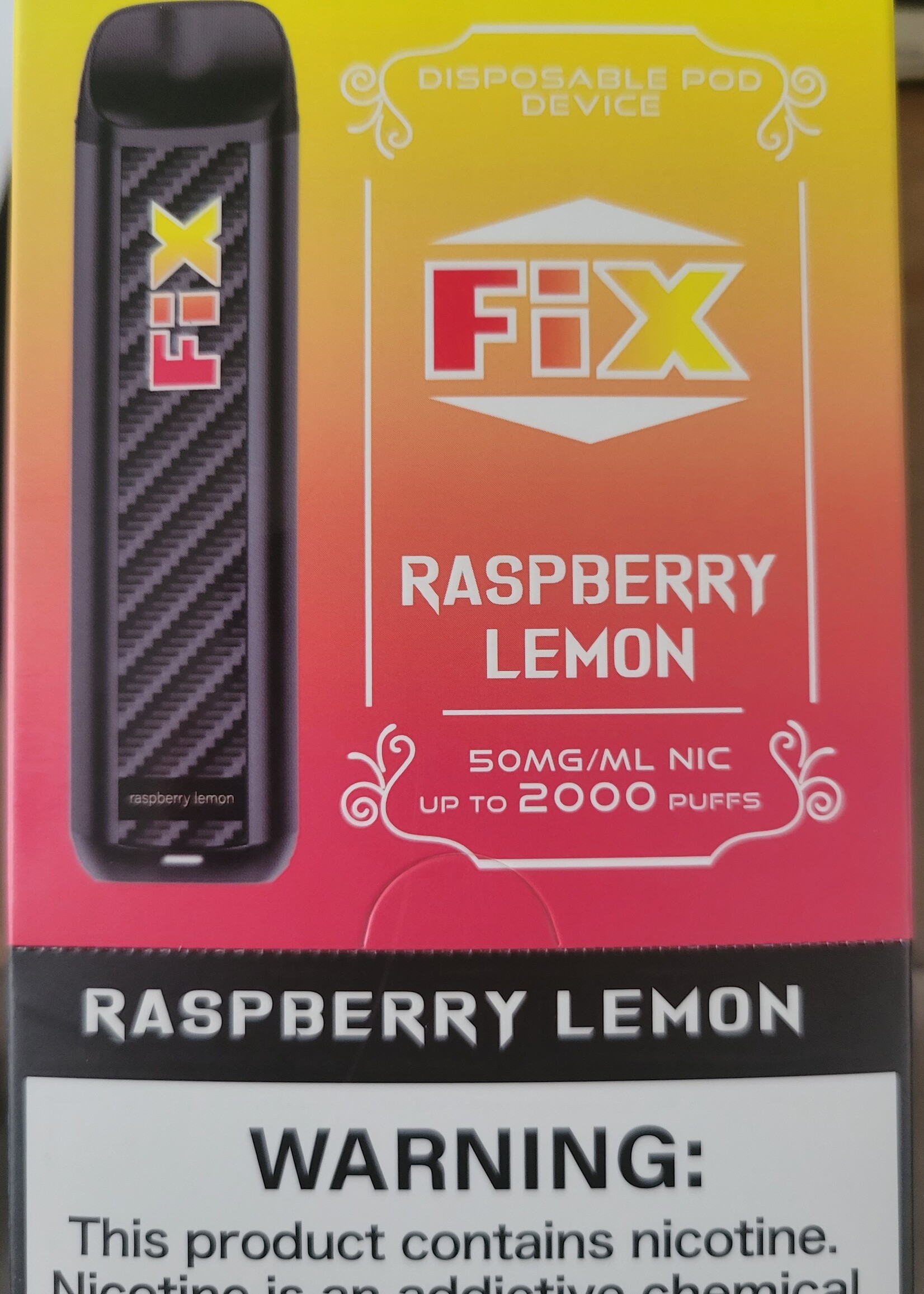 Fix Brand FIX - 50mg/ml 2000 Puff Disposable - Raspberry Lemon