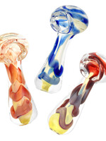 Fumed Jumbo Swirl Spoon Pipe - 3" | Colors Vary - #3178
