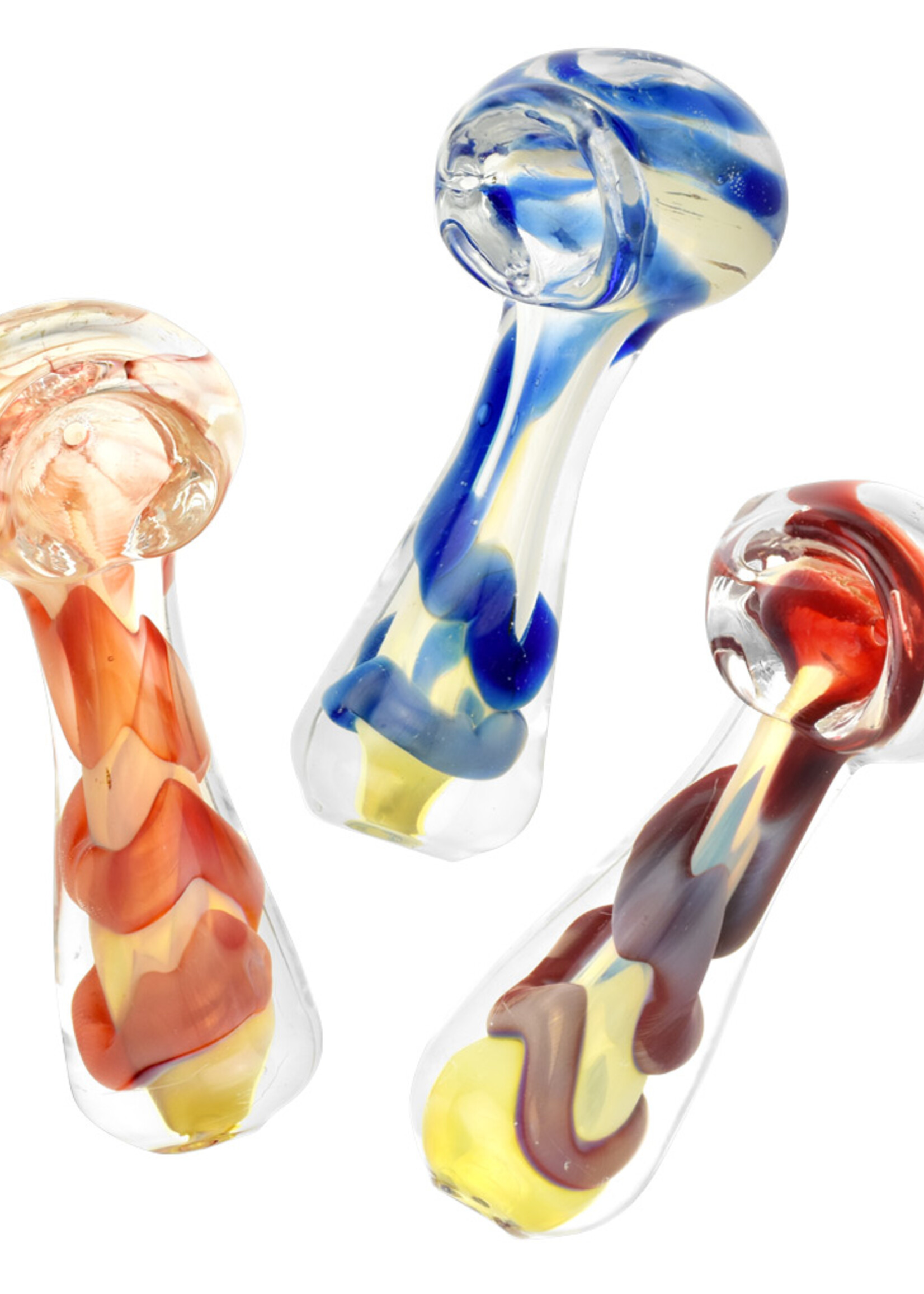 Fumed Jumbo Swirl Spoon Pipe - 3" | Colors Vary