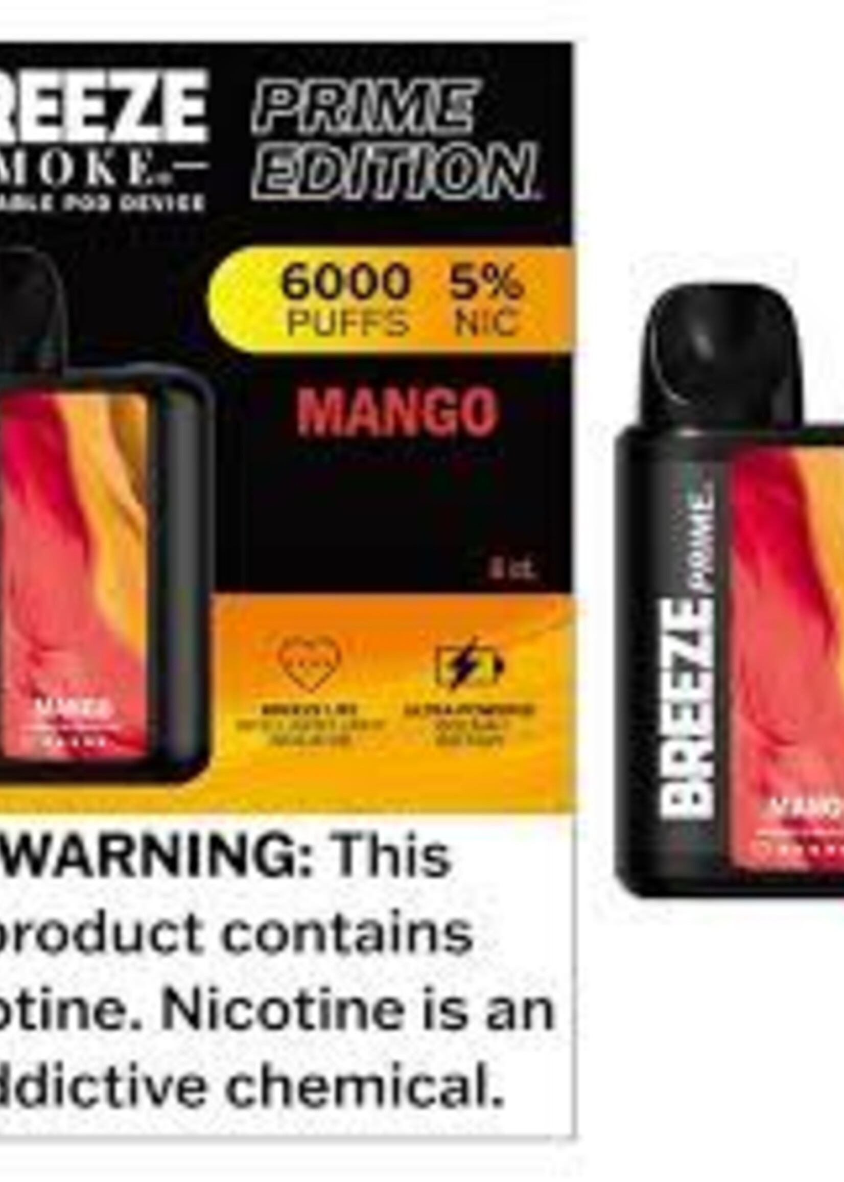 Breeze Breeze Prime - 6000 Puffs - 5% Nicotine Mango