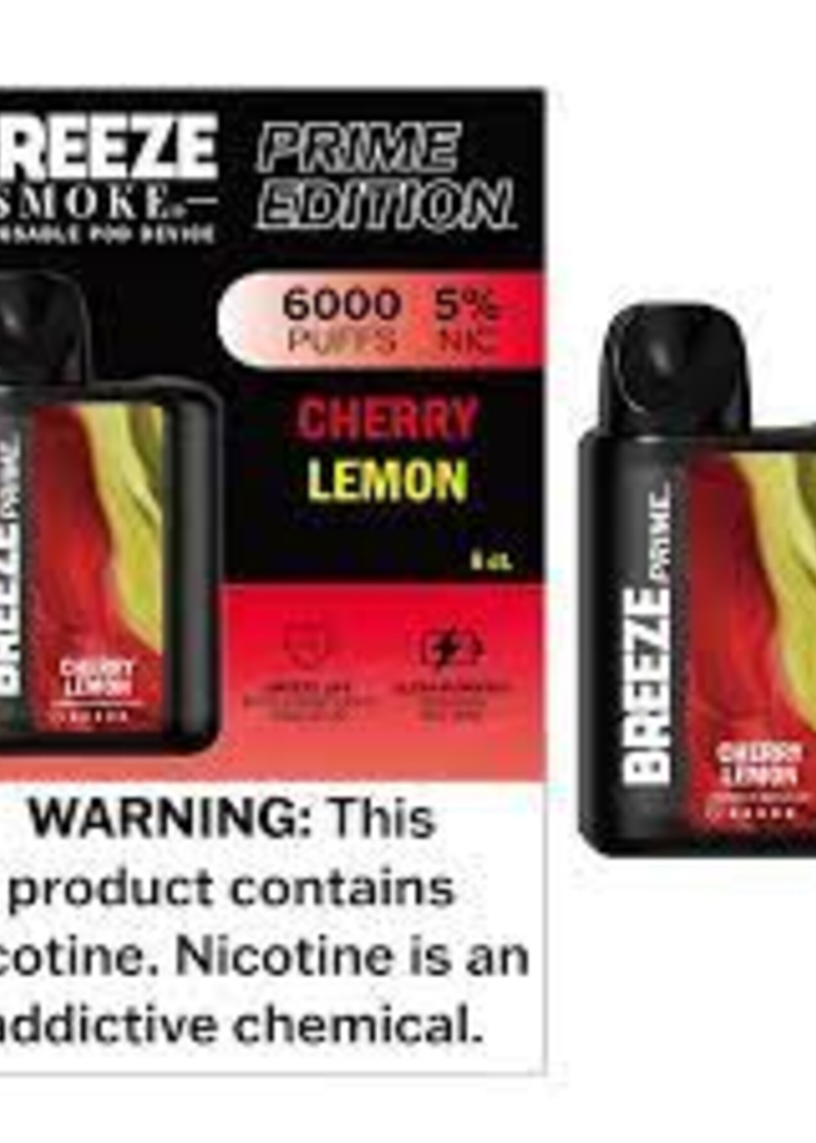 Breeze Breeze Prime - 6000 Puffs - 5% Nicotine Cherry Lemon