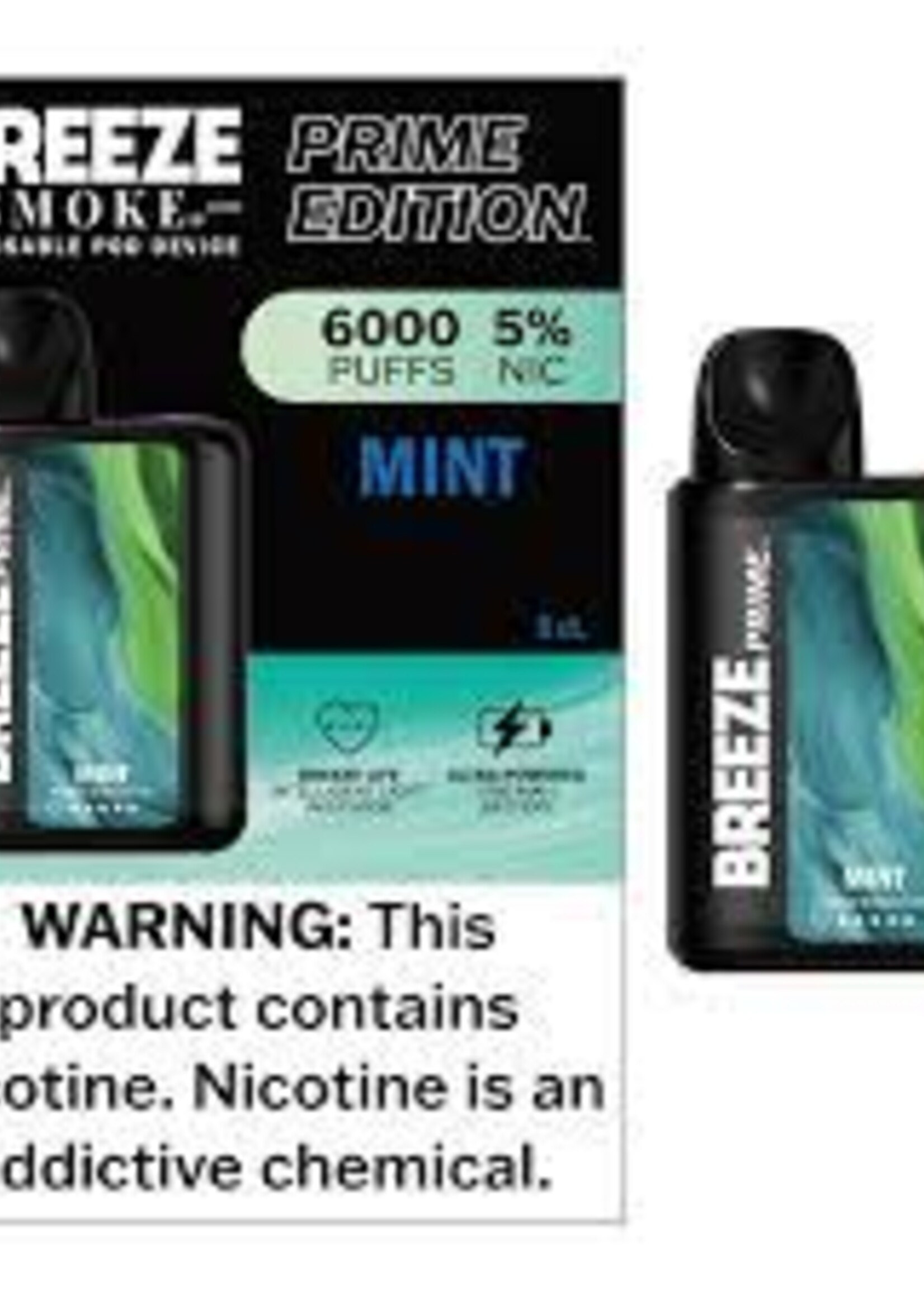 Breeze Breeze Prime - 6000 Puffs - 5% Nicotine Mint