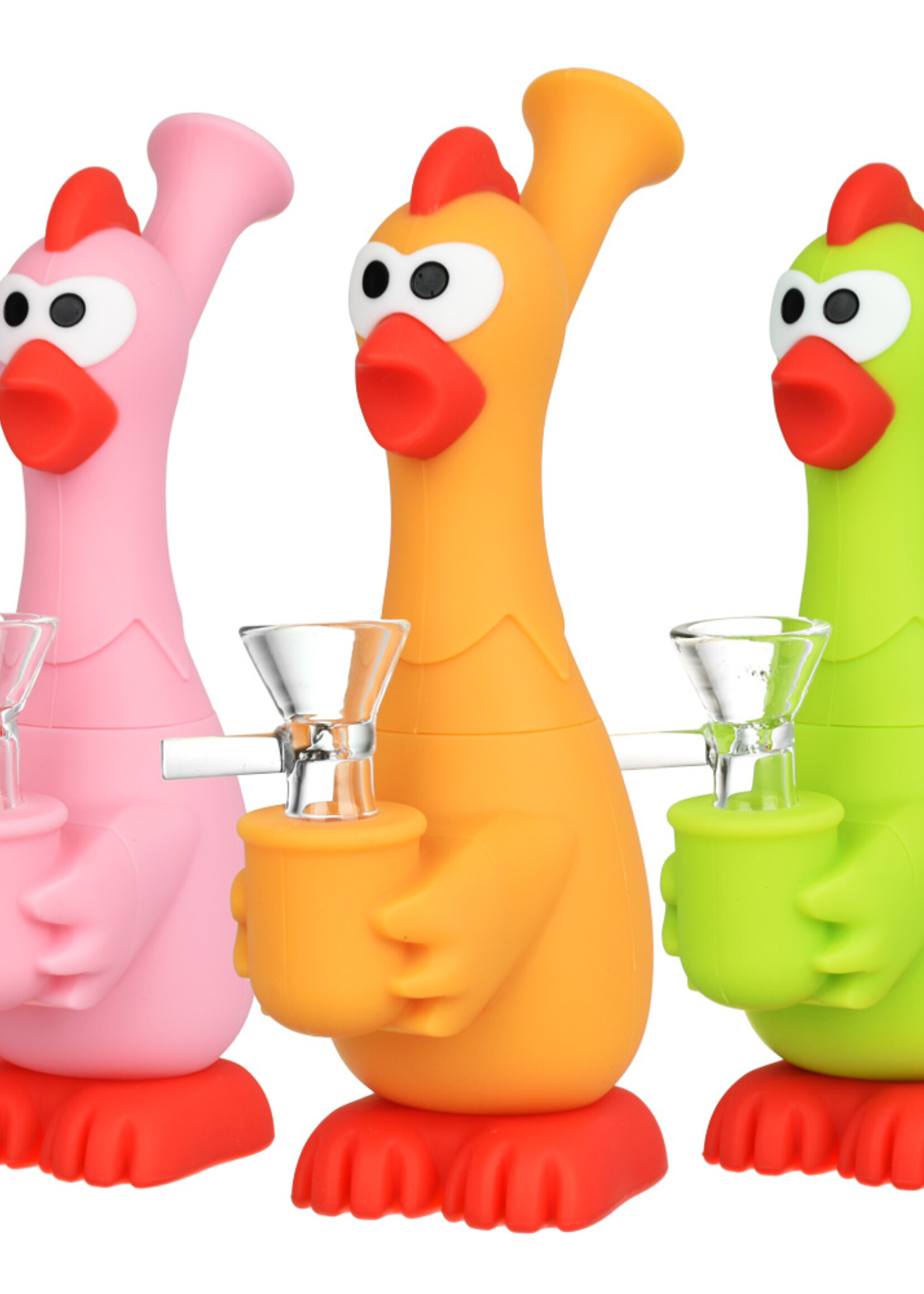 What The Cluck Silicone Water Pipe | 7" | 14mm F | Colors Vary