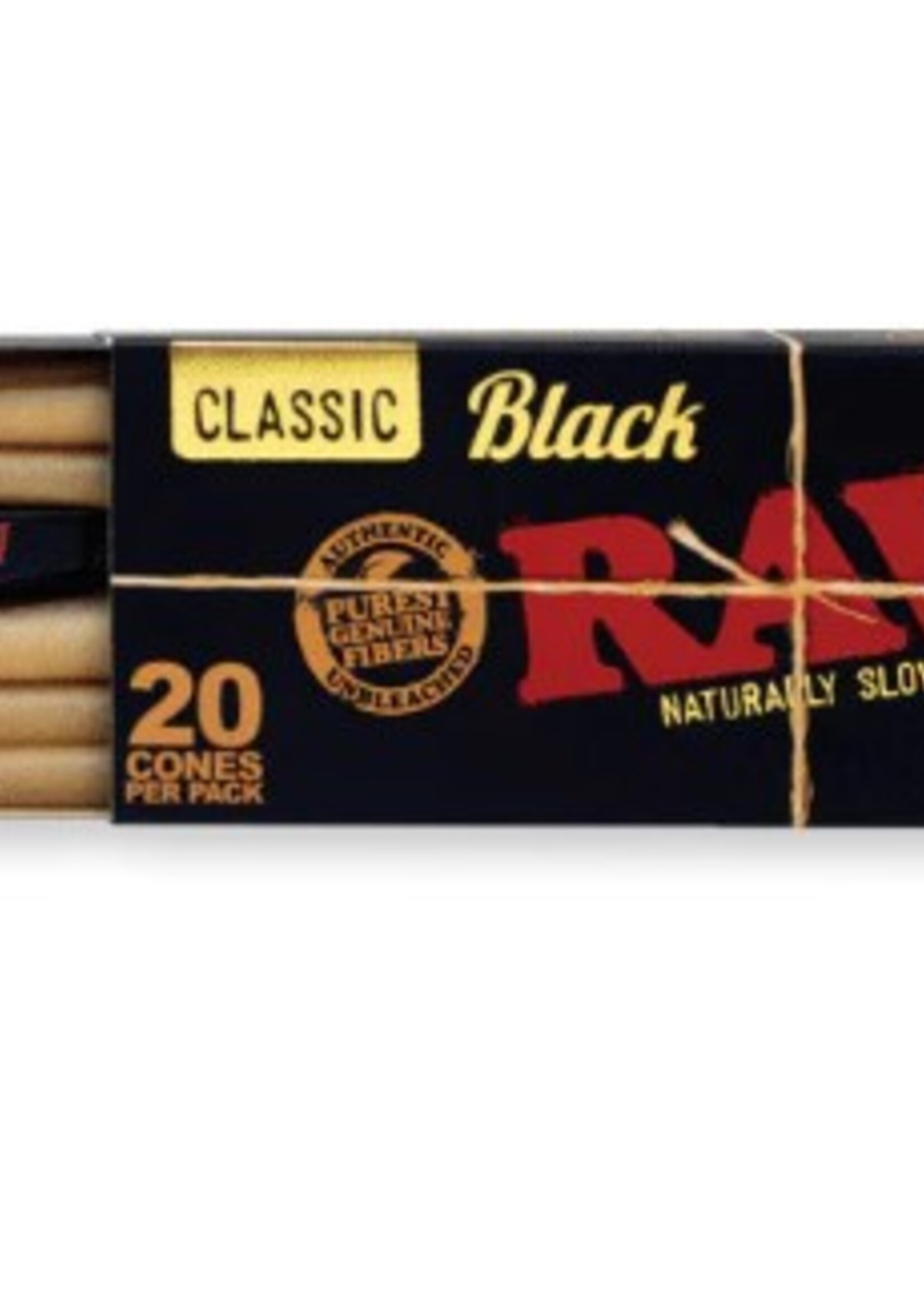 Raw Raw Classic Black 1 1/4 Cones - 20pk