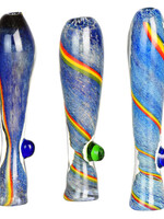 Rasta Waterfall Glass Chillum | 3.5" | Colors Vary - #3795
